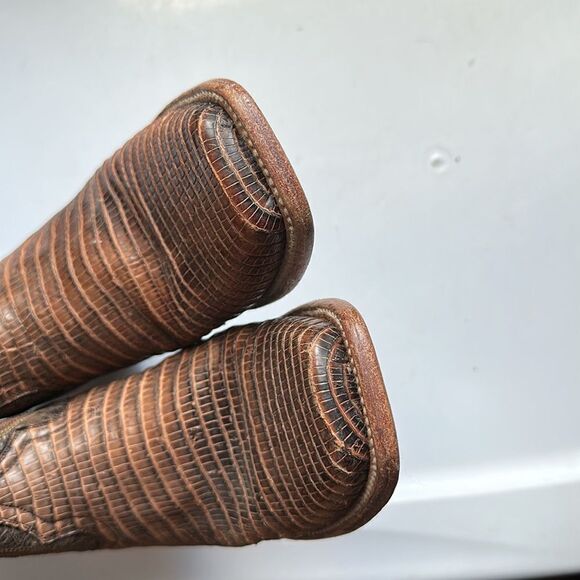 Dan Post square toe brown low heeled mid calf cowboy western boots DP 3426 - Picture 6 of 10